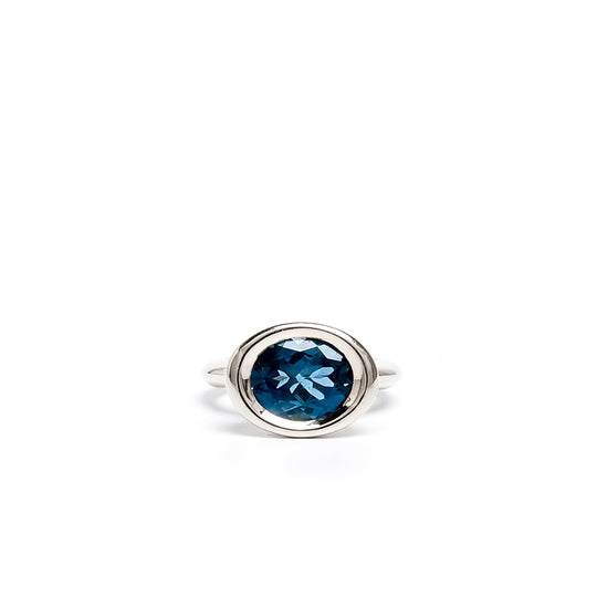 Blue Topaz Oval Bud Ring