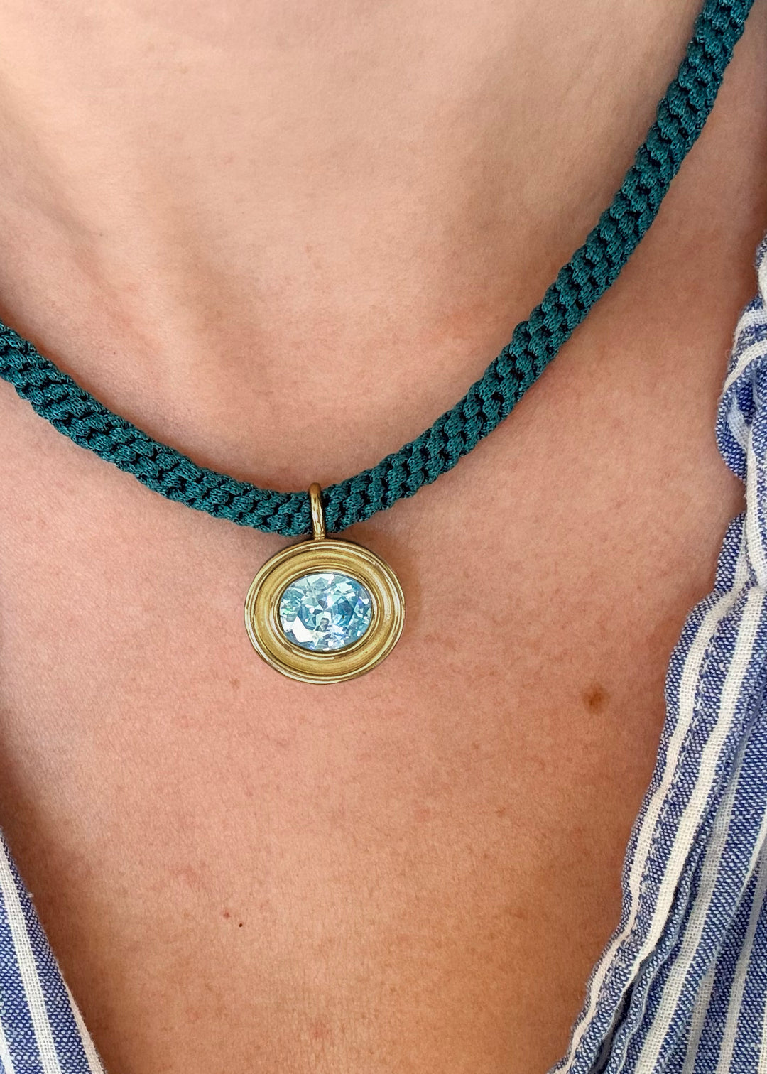 Blue Topaz Oval Flora Pendant