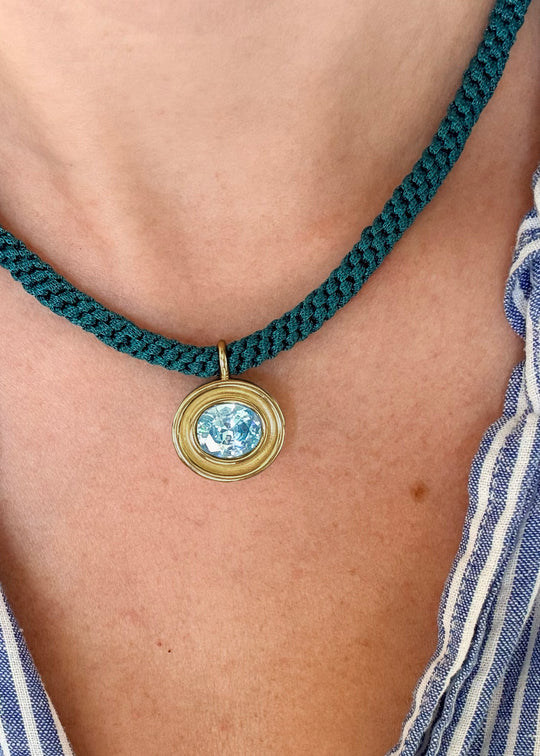 Blue Topaz Oval Flora Pendant
