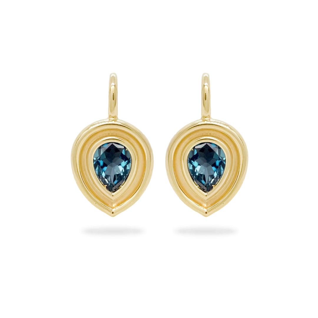 Blue Topaz Pear Flora Earrings