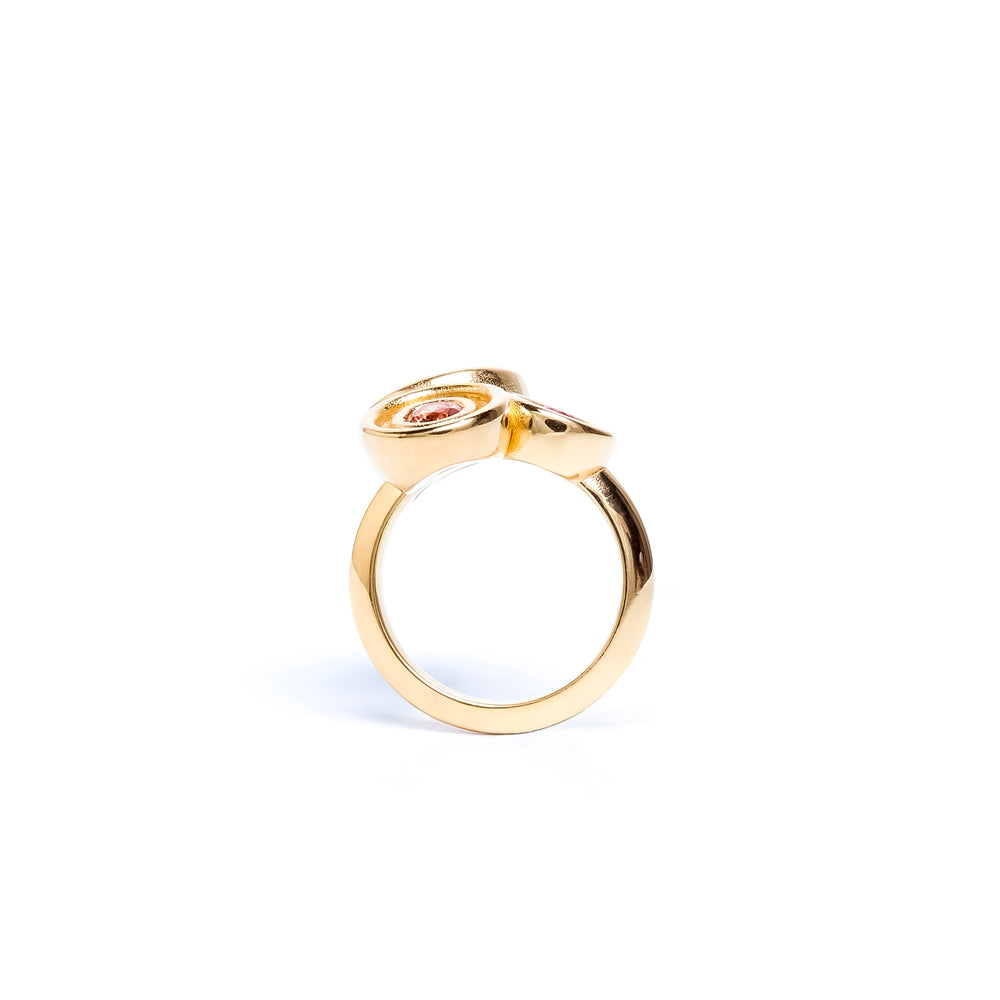 Green Three Stone Flora Ring