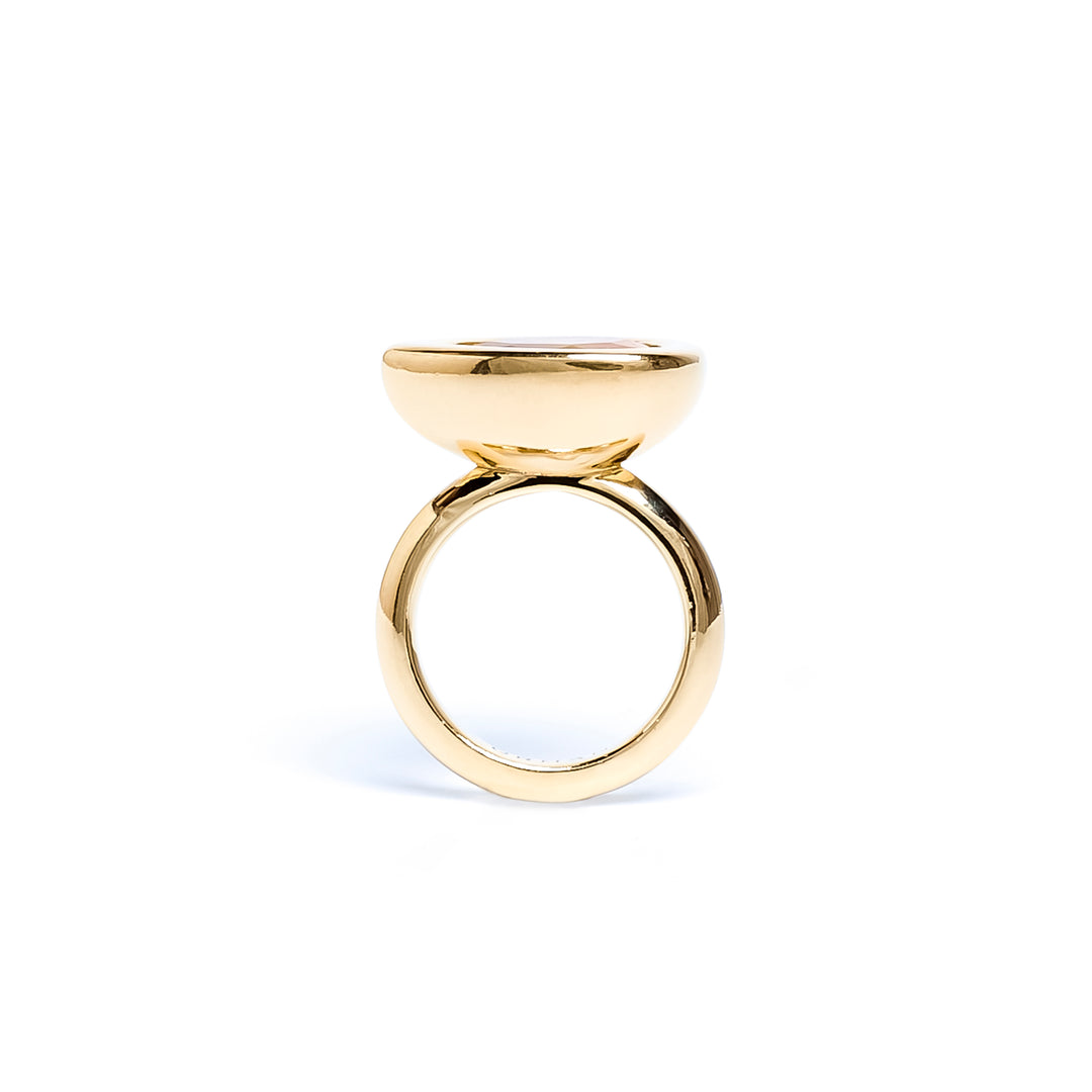 Green Quartz Pear Bud Ring