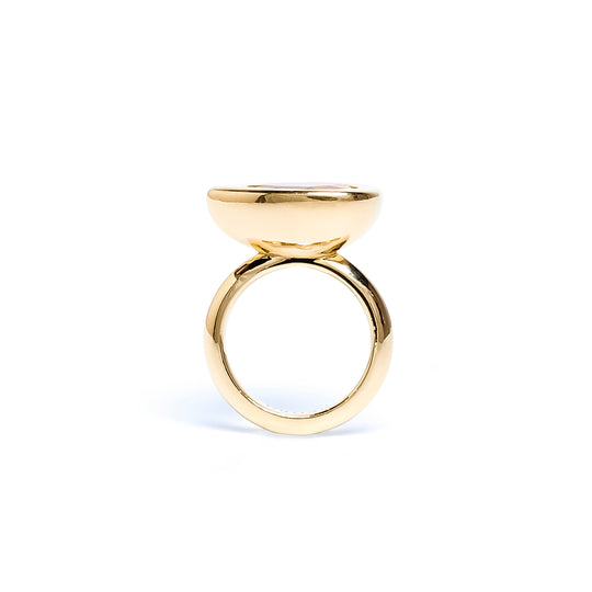 Green Quartz Pear Bud Ring