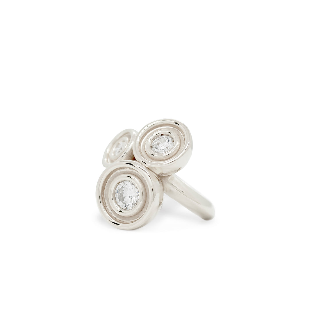Diamond Three Stone Flora Ring