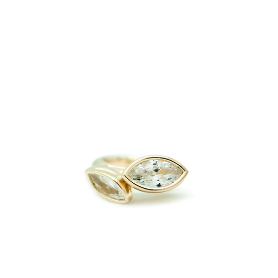 Diamond Two Stone Marquise Bud Ring