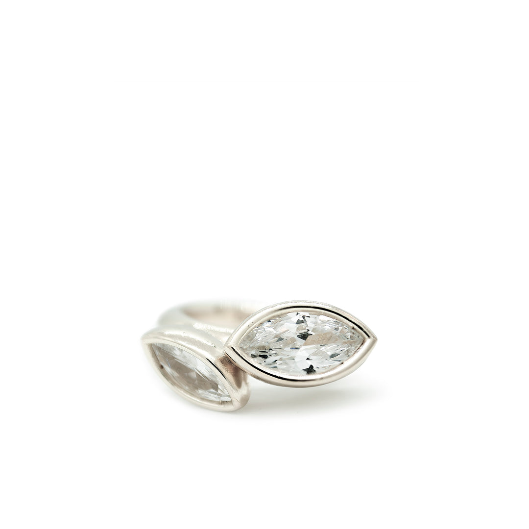 Diamond Two Stone Marquise Bud Ring