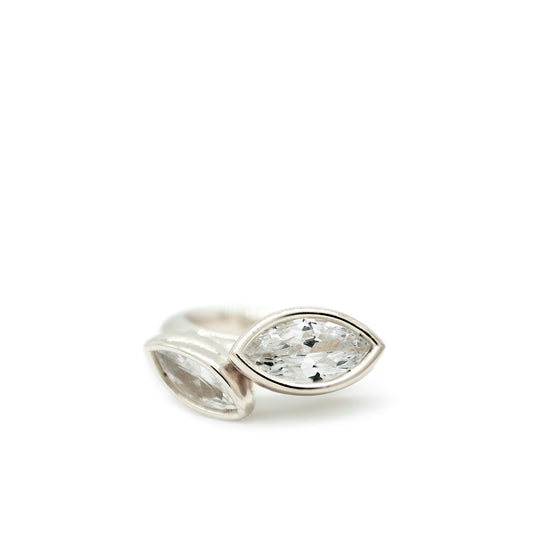 Diamond Two Stone Marquise Bud Ring