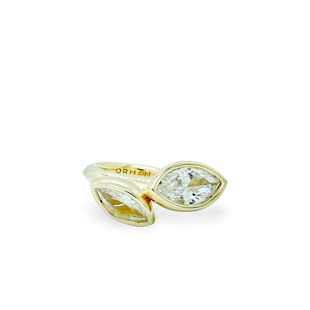 Diamond Two Stone Marquise Bud Ring