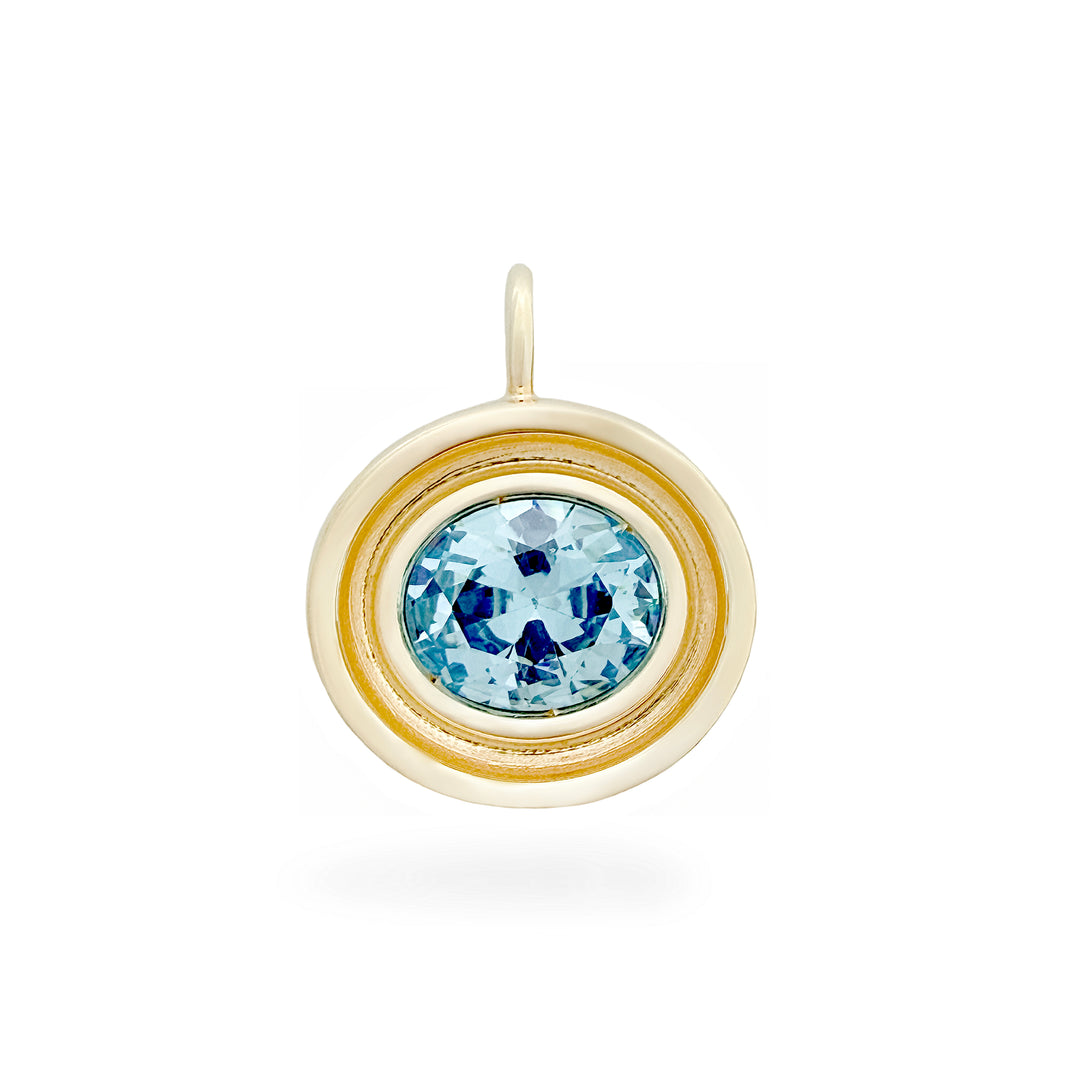 Blue Topaz Oval Flora Pendant