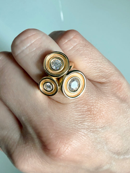 Diamond Three Stone Flora Ring