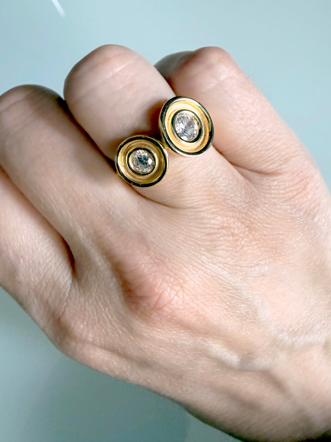 Diamond Two Stone Flora Ring