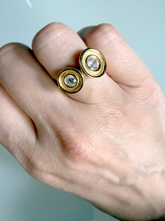 Diamond Two Stone Flora Ring