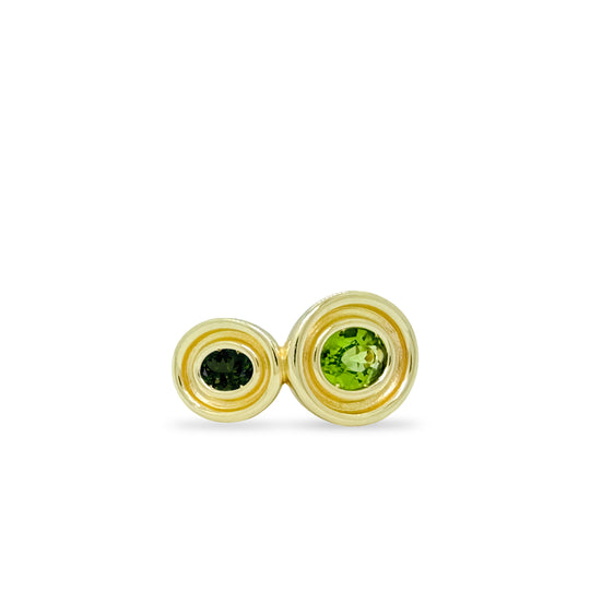 Tourmaline & Peridot Two Stone Oval Flora Ring