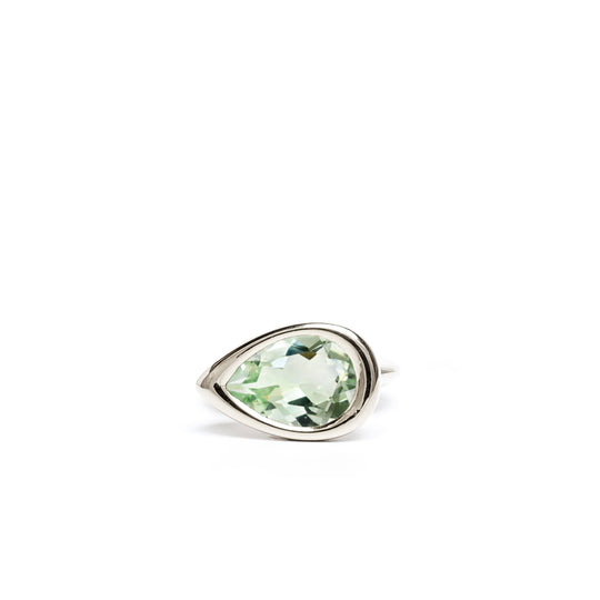 Green Quartz Pear Bud Ring