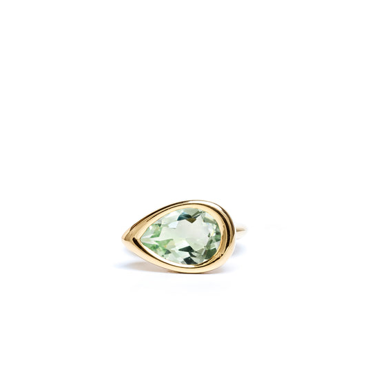 Green Quartz Pear Bud Ring