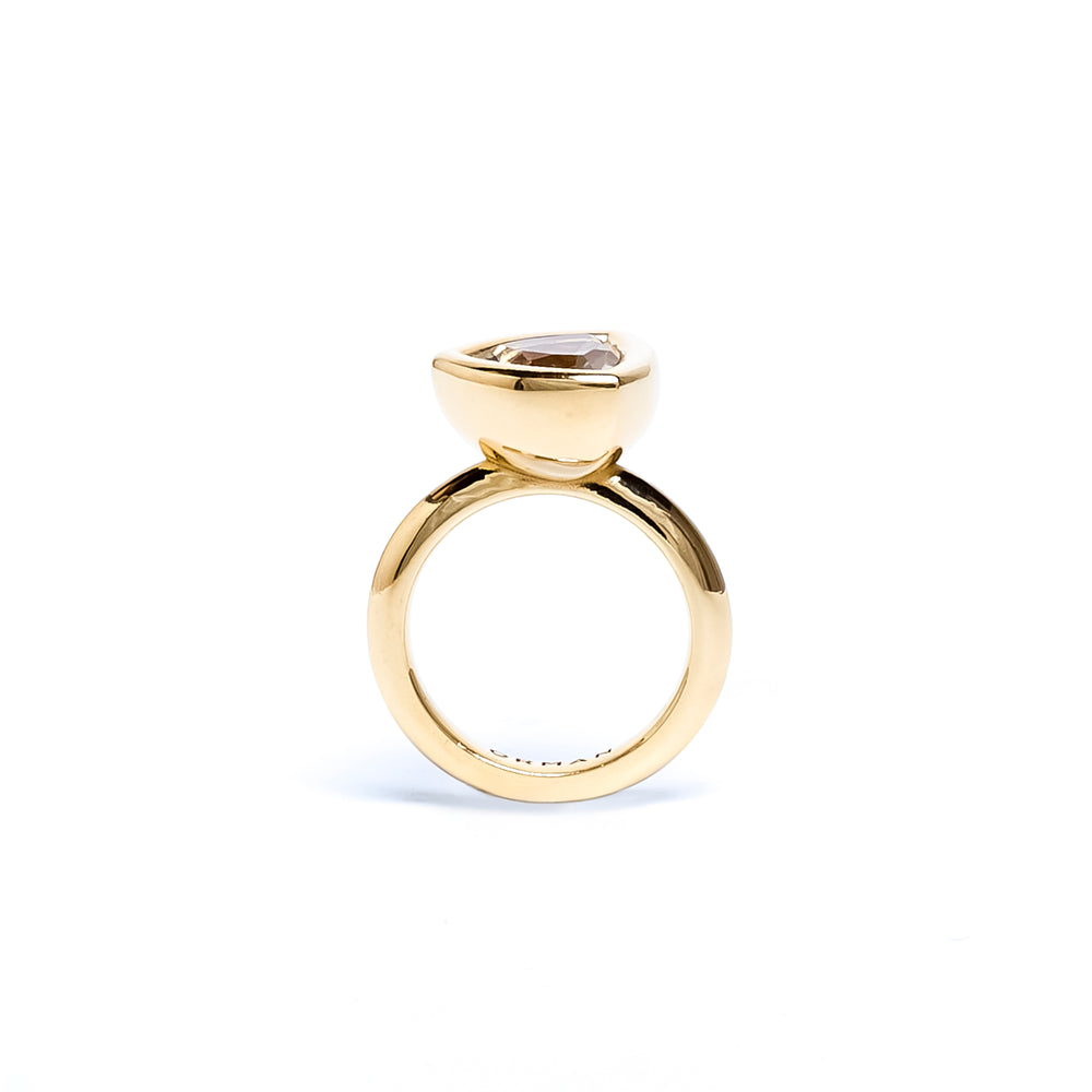 Green Quartz Trillion Bud Ring