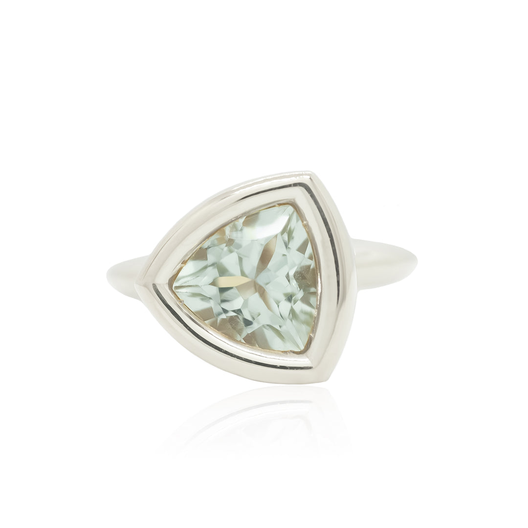 Green Quartz Trillion Bud Ring