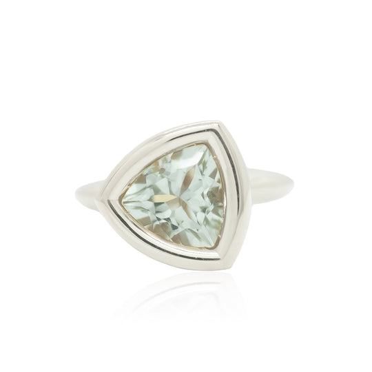 Green Quartz Trillion Bud Ring