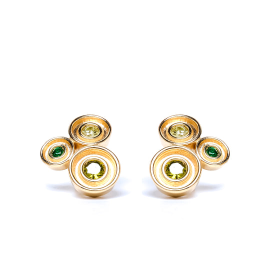 Green Three Stone Flora Earrings