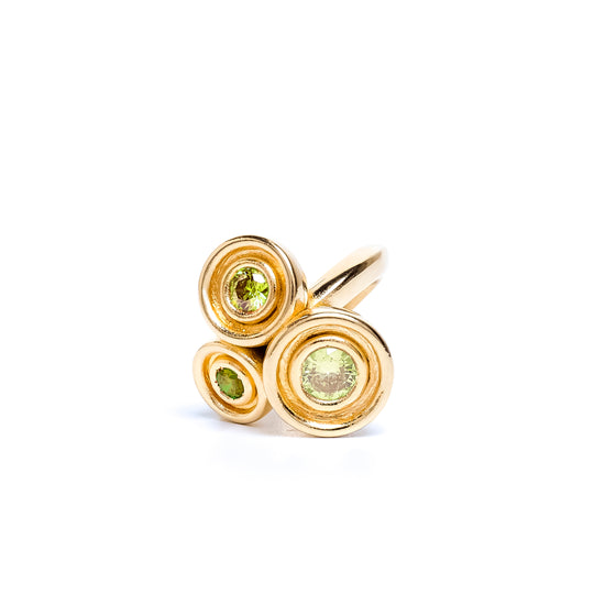 Green Three Stone Flora Ring