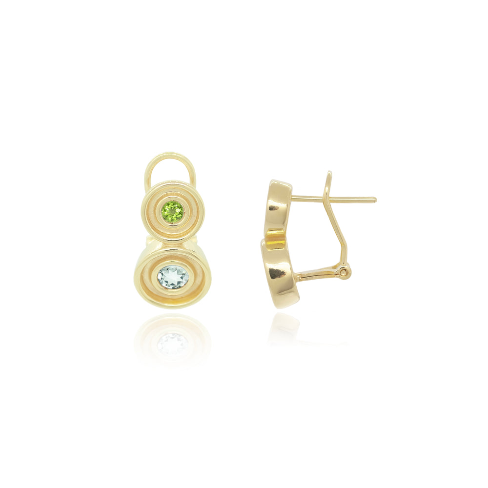 Green Two Stone Flora Earrings