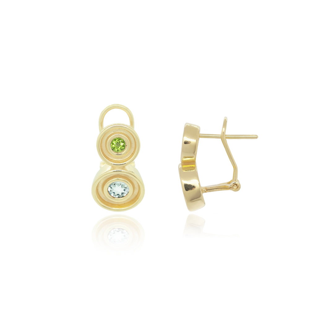 Green Two Stone Flora Earrings