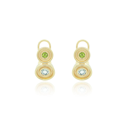 Green Two Stone Flora Earrings