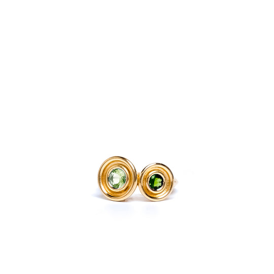 Green Two Stone Flora Ring