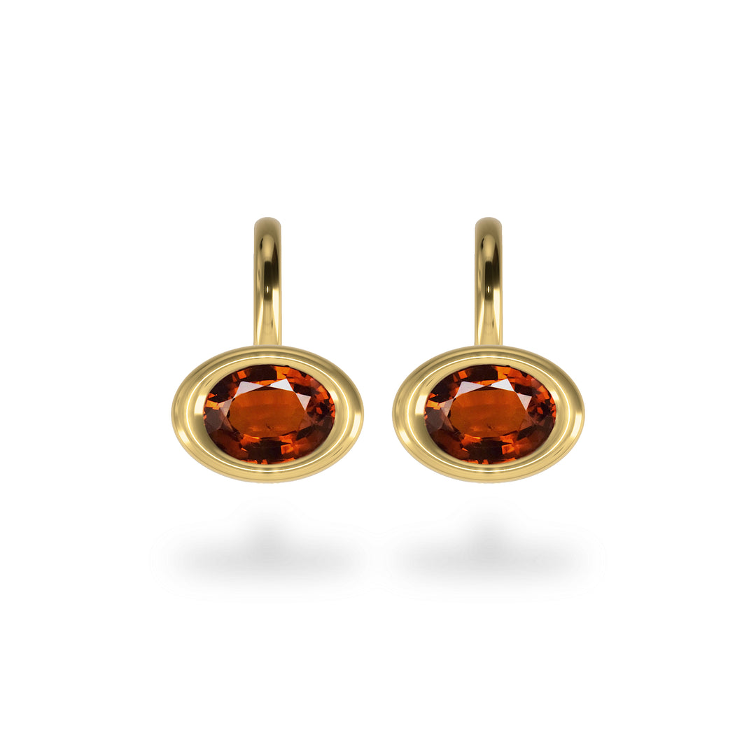 Hessonite Garnet Oval Bud Earrings