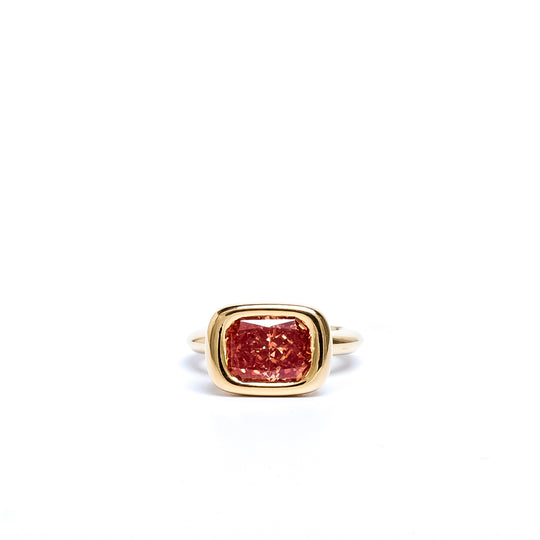 Hessonite Garnet Square Bud Ring