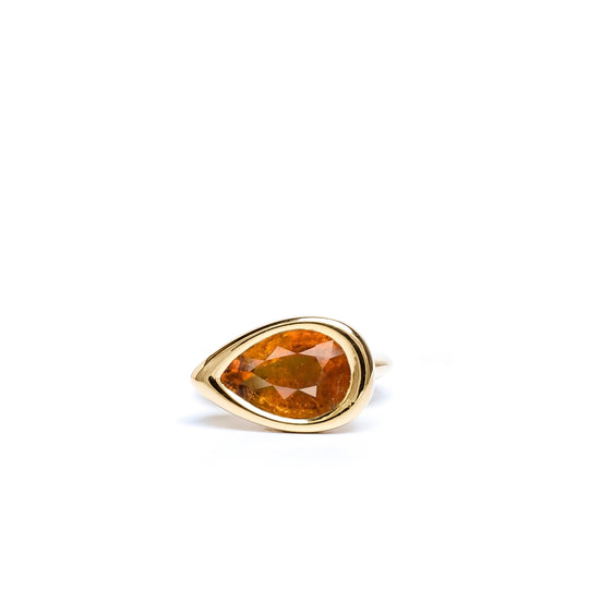 Orange Citrine Pear Bud Ring