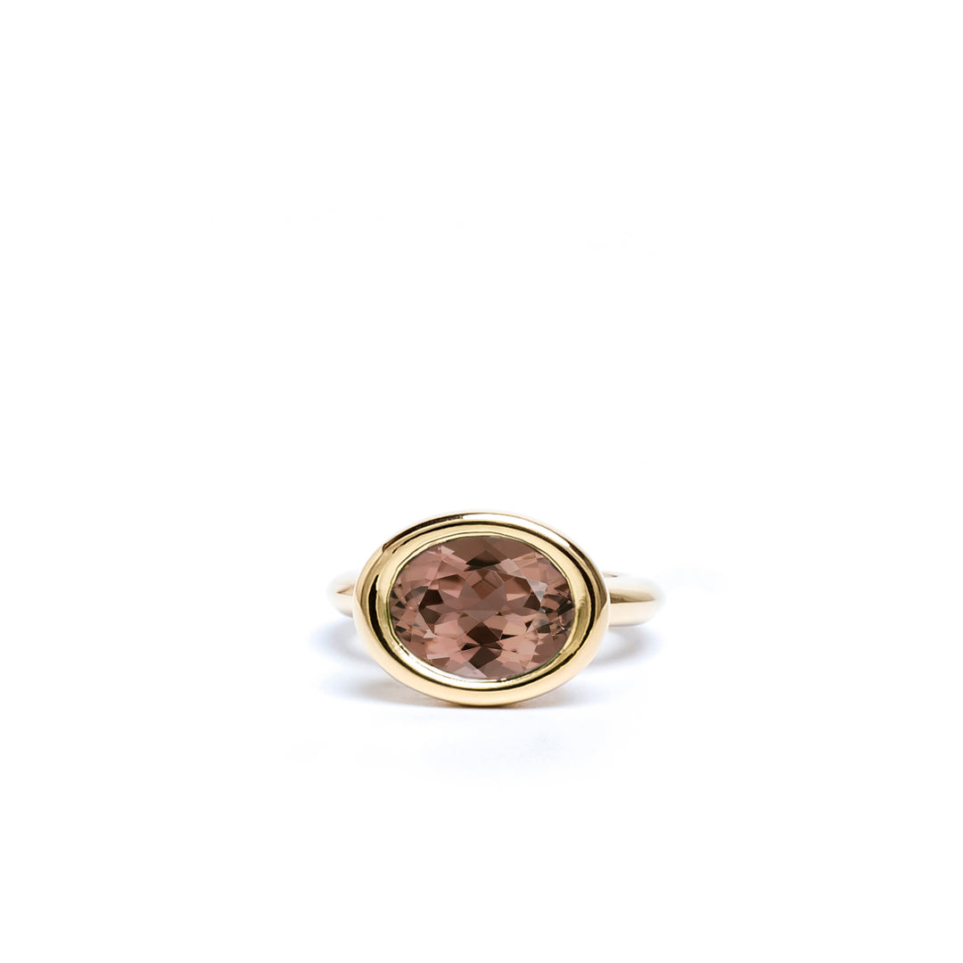 Pink Tourmaline Oval Bud Ring