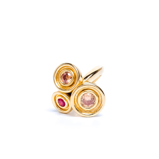 Pink Three Stone Flora Ring
