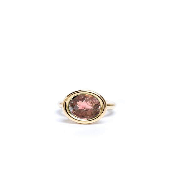 Pink Tourmaline Oval Bud Ring