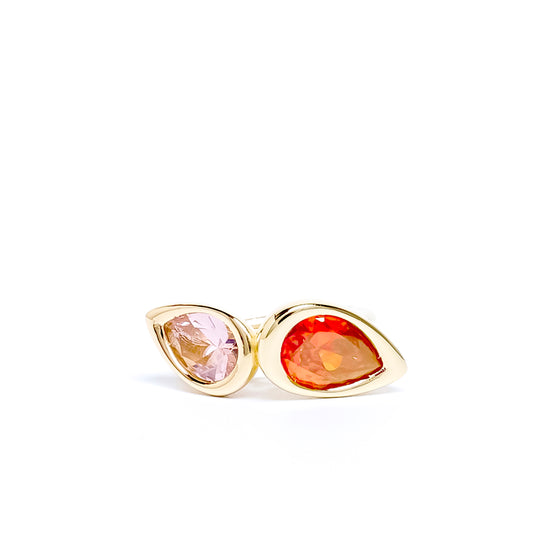 Pink Two Stone Pear Bud Ring