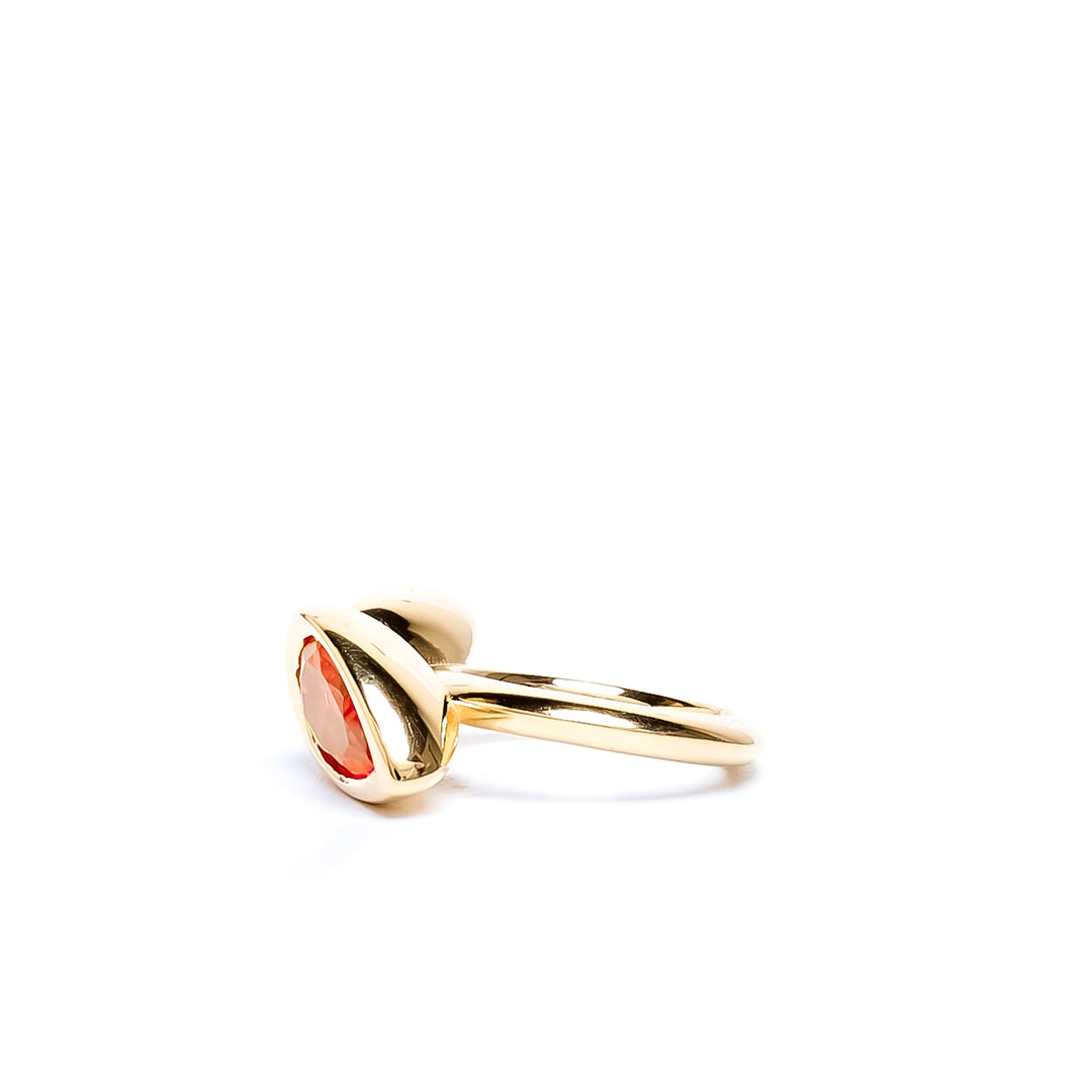 Pink Two Stone Pear Bud Ring