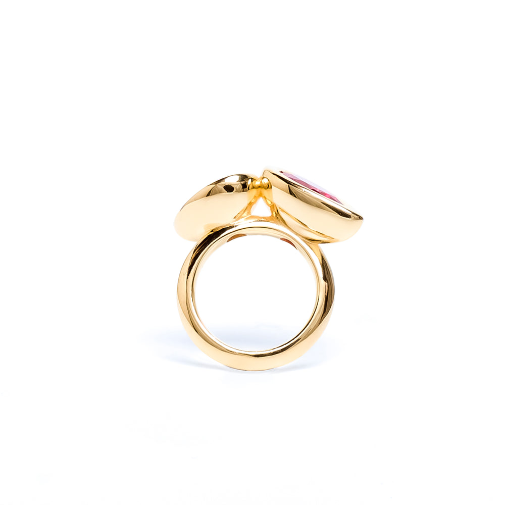 Pink Two Stone Pear Bud Ring