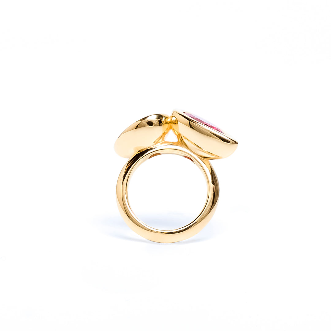 Pink Two Stone Pear Bud Ring