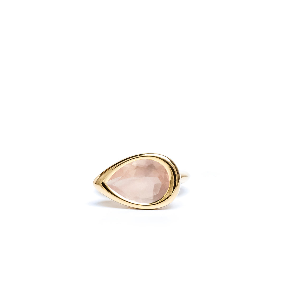 Rose Quartz Pear Bud Ring