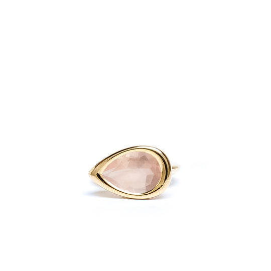 Rose Quartz Pear Bud Ring