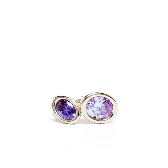 Violet Two Stone Oval Bud Ring