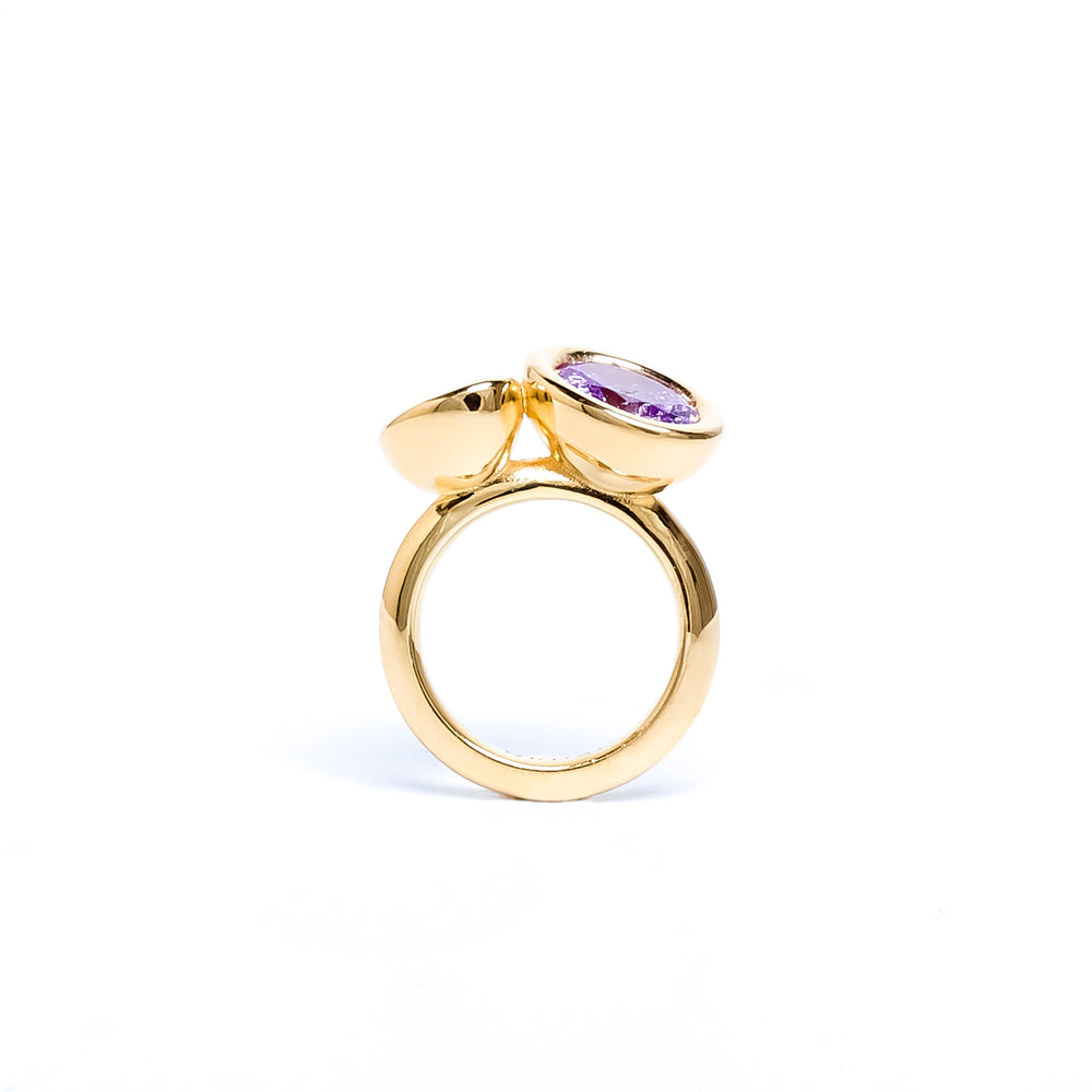 Violet Two Stone Oval Bud Ring