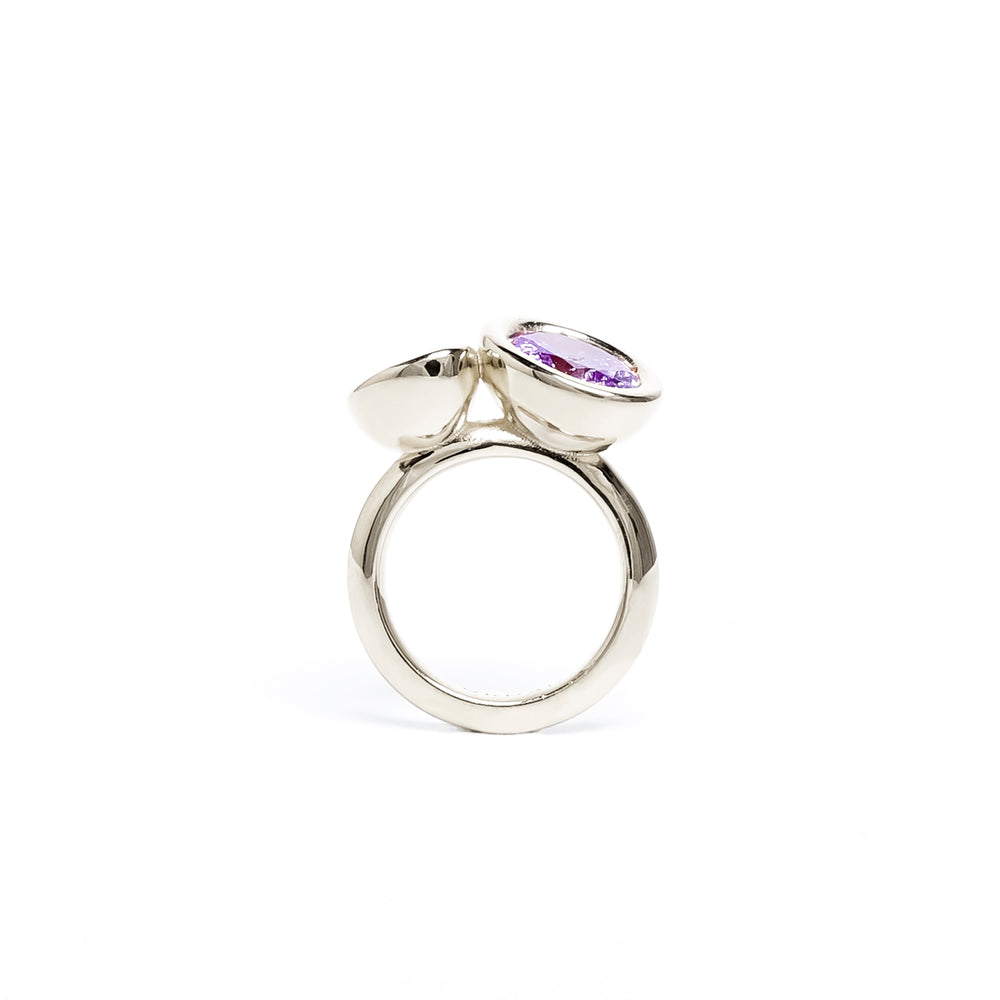 Violet Two Stone Oval Bud Ring