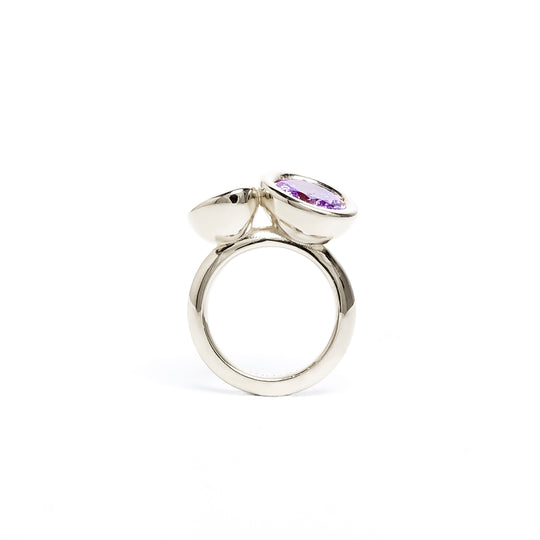 Violet Two Stone Oval Bud Ring