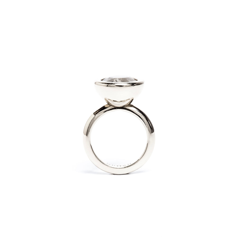 White Topaz Large Bud Ring