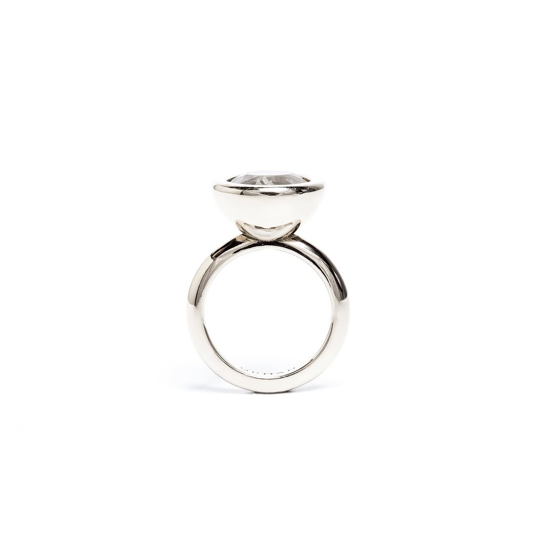 White Topaz Large Bud Ring