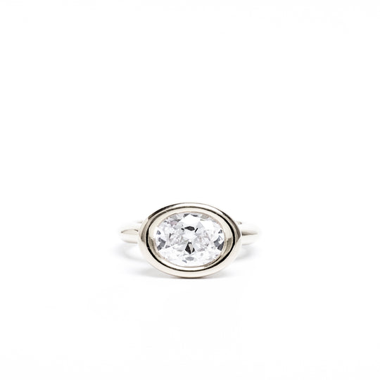 White Topaz Oval Bud Ring