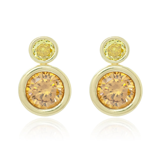 Yellow Two Stone Bud Earrings