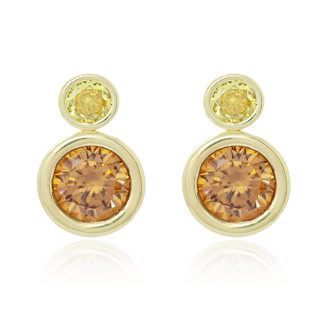 Yellow Two Stone Bud Earrings