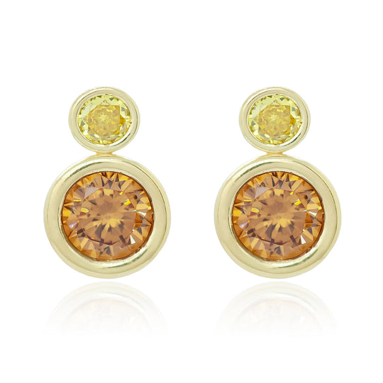 Yellow Two Stone Bud Earrings